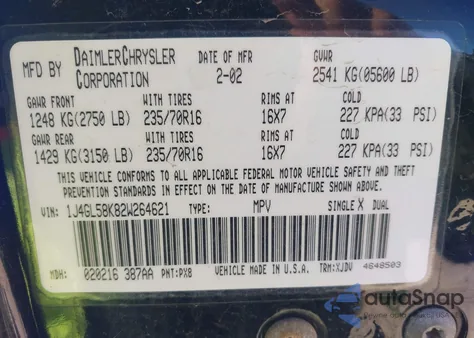 2002 Jeep Liberty Limited Edition из США, поврежденный, VIN 1J4GL58K82W264621